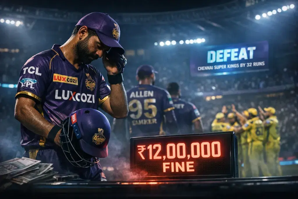 KKR Captain Ajinkya Rahane Fined 12 Lakh Rupees for Slow Over Rate